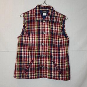 Southern Lady Quilted Vest Button Up Multi-Colored Size Small